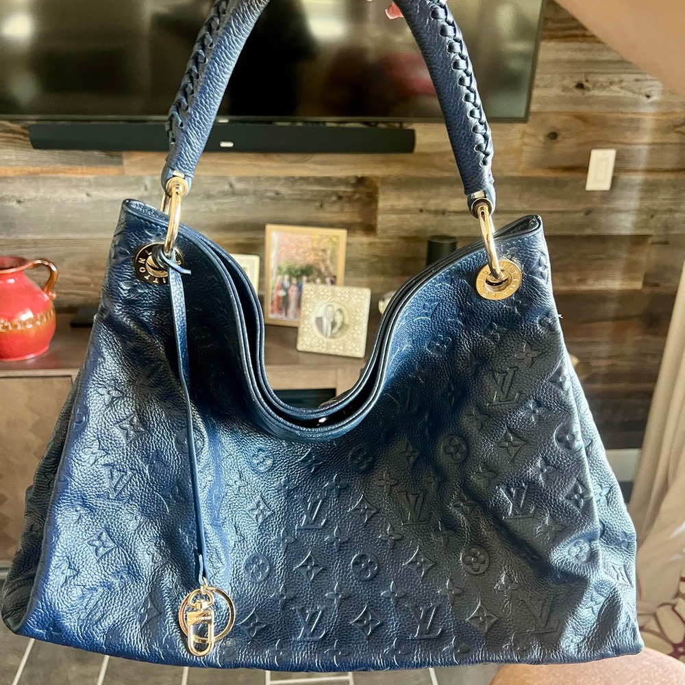 Louis Vuitton Navy Embossed Monogram Shoulder Hobo